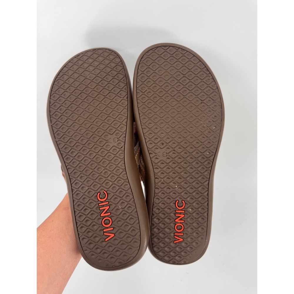Vionic Tide II Flip Flops Women Size 8 Bronze Metallic Leather Orthotic Sandals - Picture 10 of 12